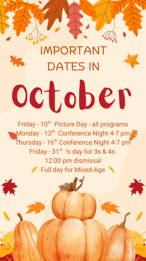 Complete list of important October dates.