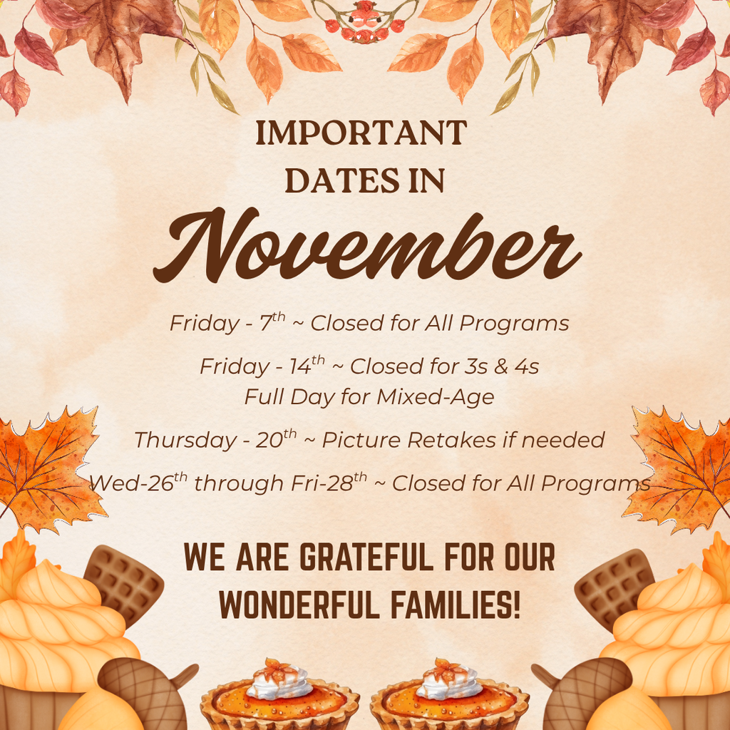 List of important dates.