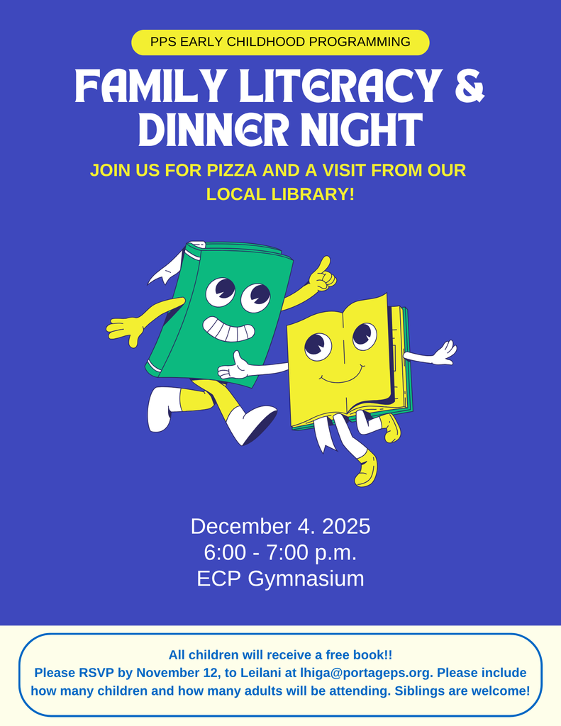 Family Literacy & Dinner Night, December 4, 2025, 6:00-7:00p.m.