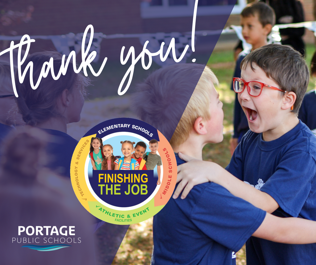 a photo of children smiling next to thank you!