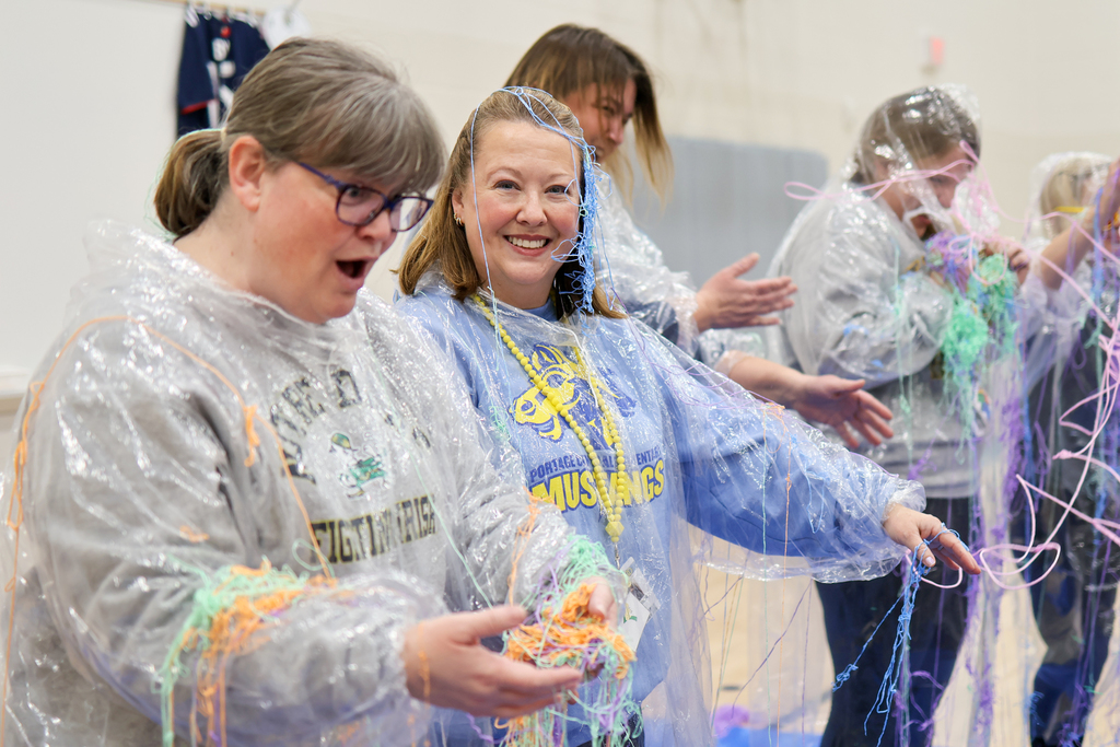 teachers covered in silly string