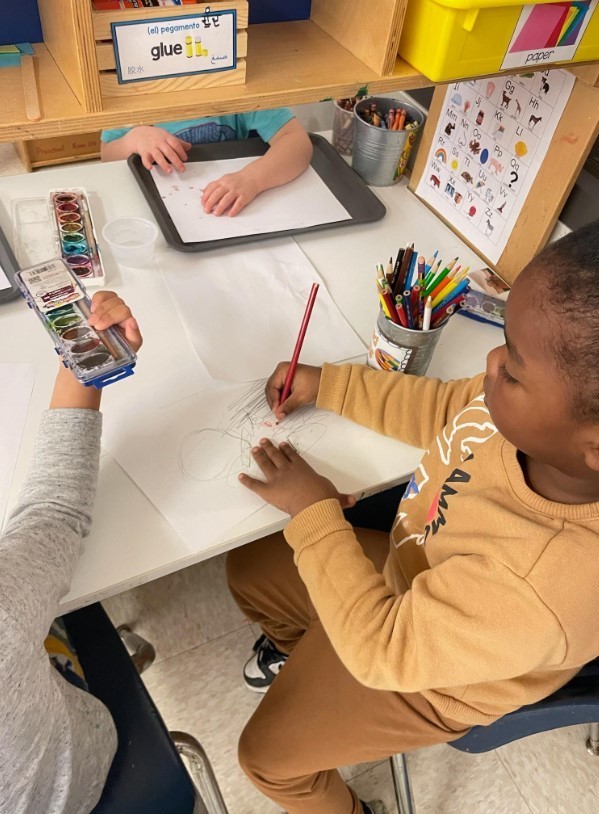 Students at the art center painting.