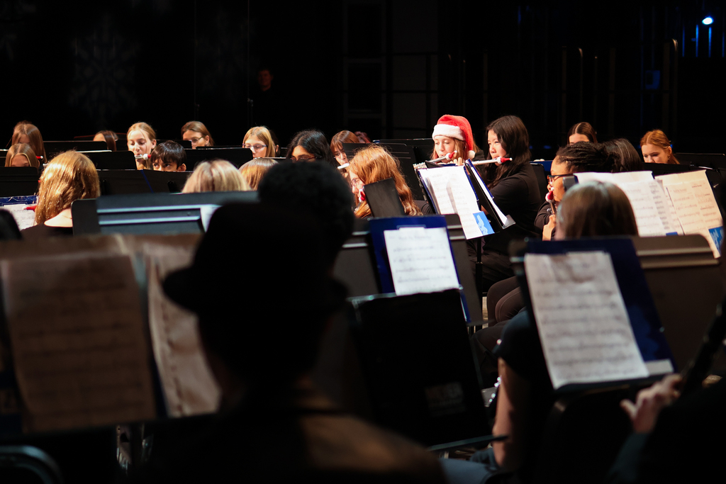 students playing musical instruments on stage
