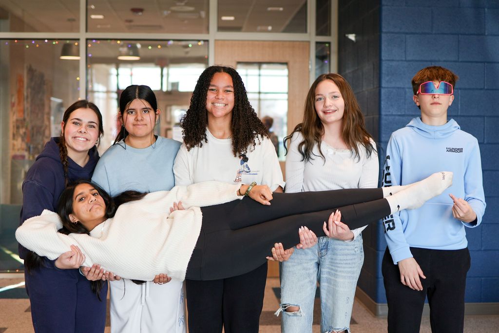 a group of students posing for a photo