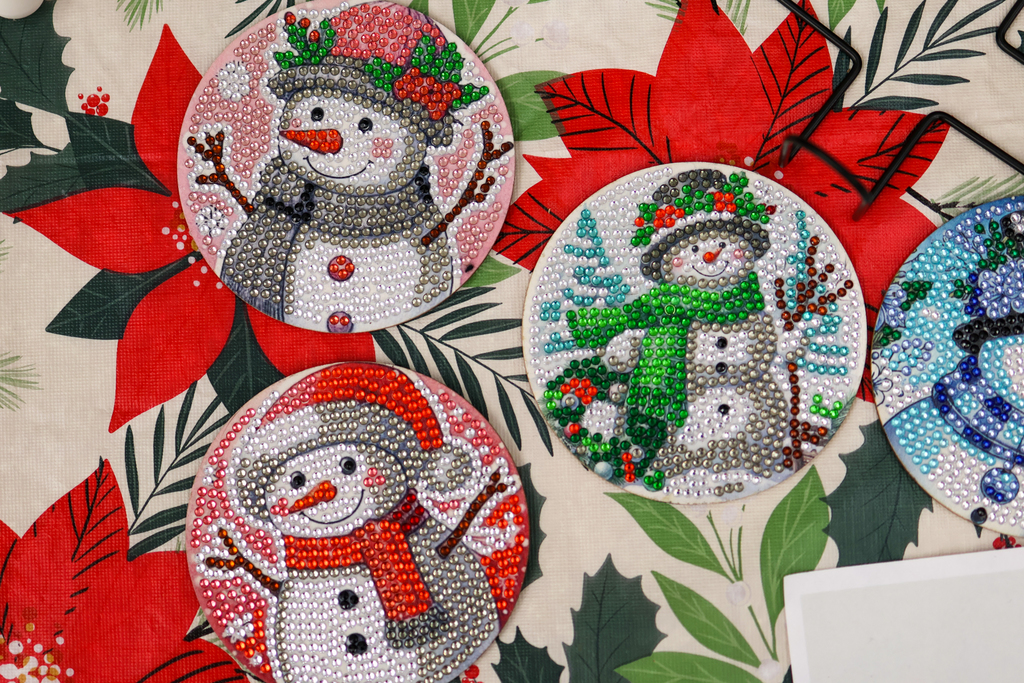 snowmen on coasters