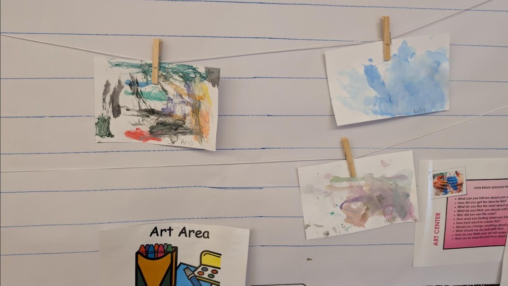 Artwork hung up in the classroom.