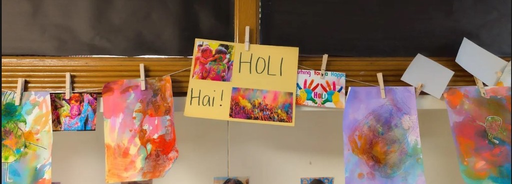 Student artwork displaying HOLI.