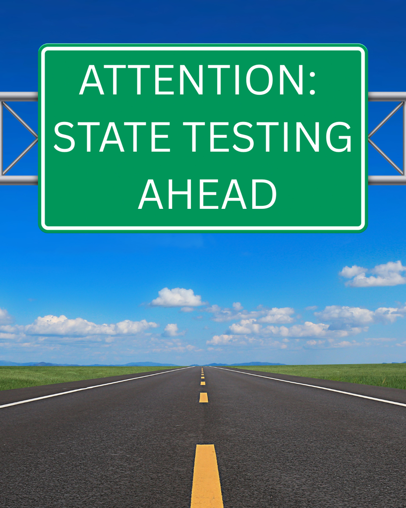 road sign saying attention state testing ahead