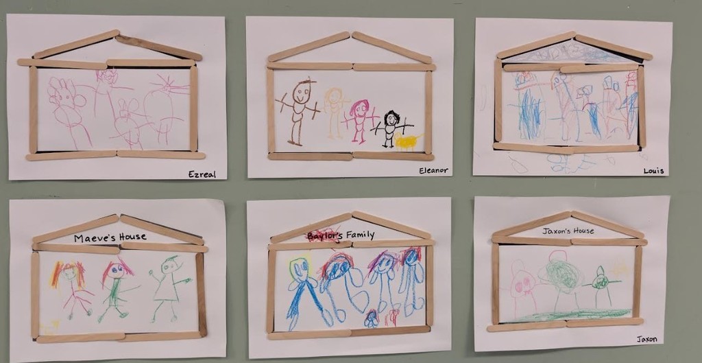 Student artwork of their houses.