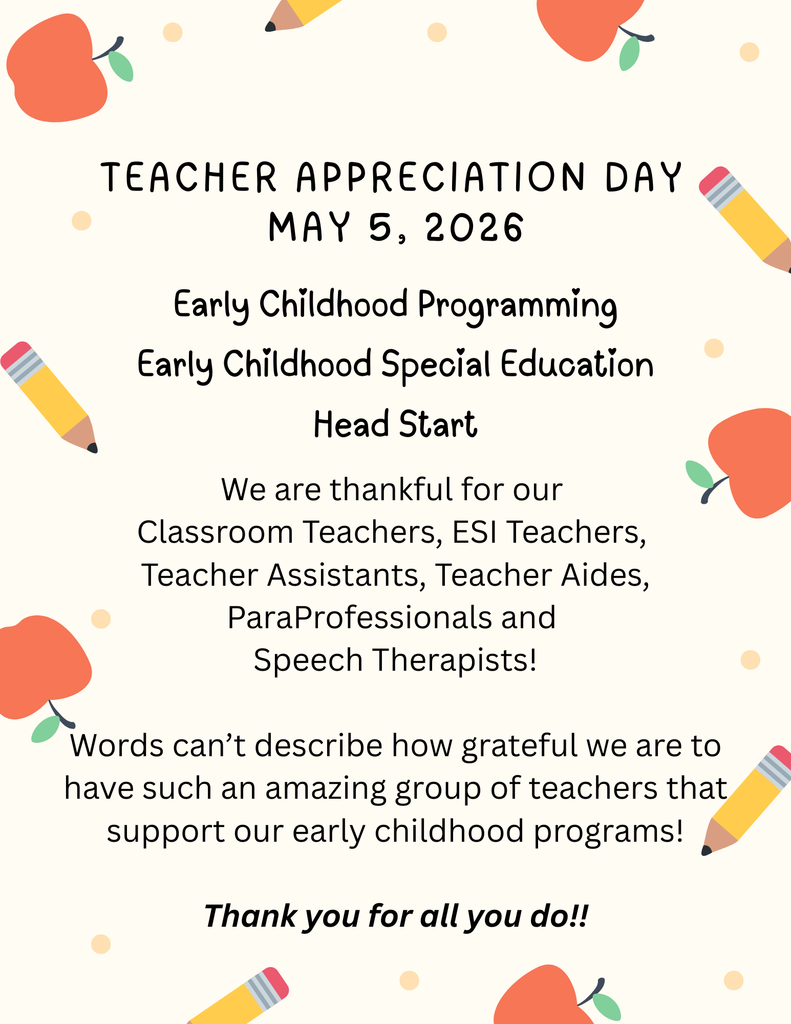 Teacher Appreciation Day is May 5, 2026  We are grateful for all our teachers!