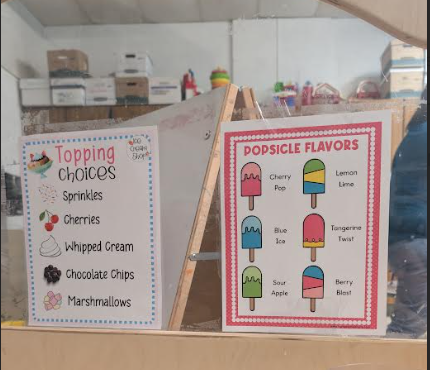 Ice Cream Shop signs in the classroom for pretend. 