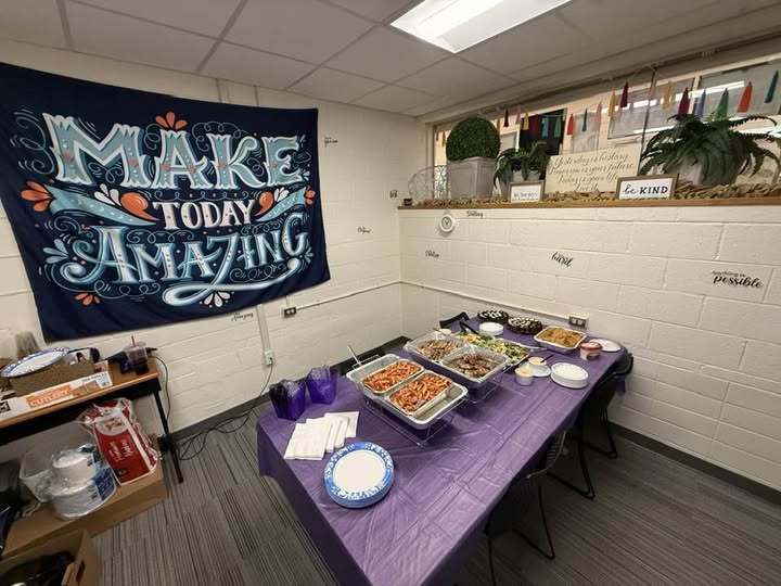 Table set up with lunch for Teacher Appreciation Week