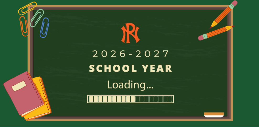 2026-2027 school year loading, pn logo, loading bar, chalkboard, notebooks, paperclips, pencils