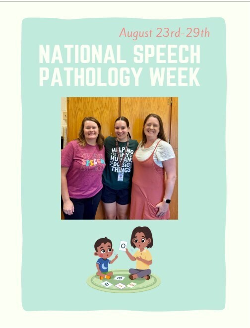 A visual with three ladies on here annoucing National Speech Pathology Week