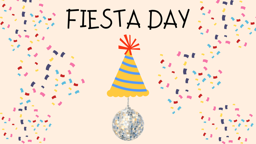 fiesta day party hat, disco ball, confetti