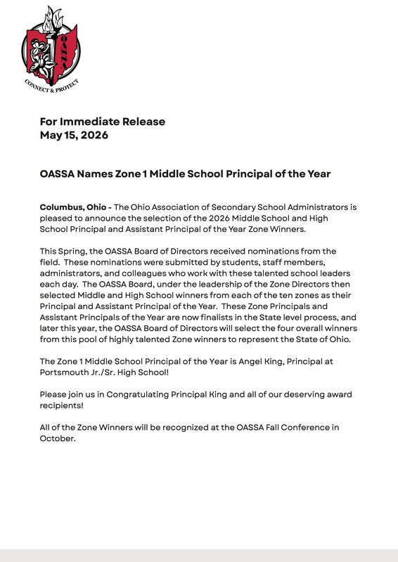 angel king OASSA Middle School Principal of the Year