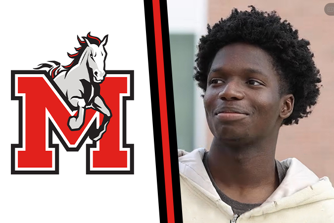 Manor High School Logo with picture of Christian Bias-Saunders