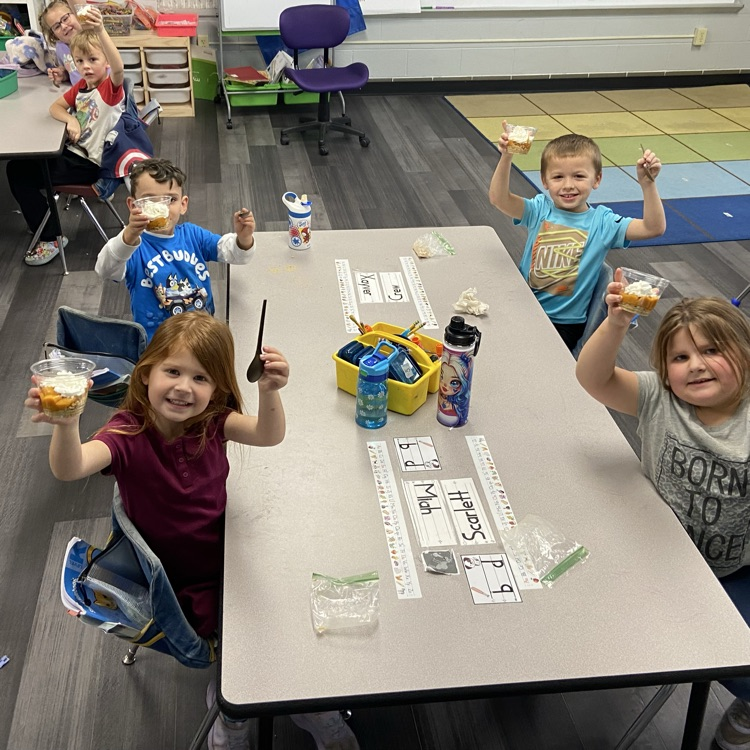 Yellow table is excited for the pumpkin pie in a cup! 