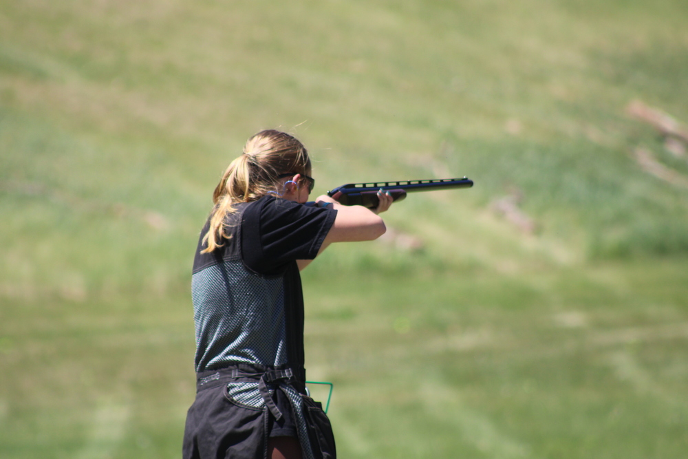 A student on the trap team during practice