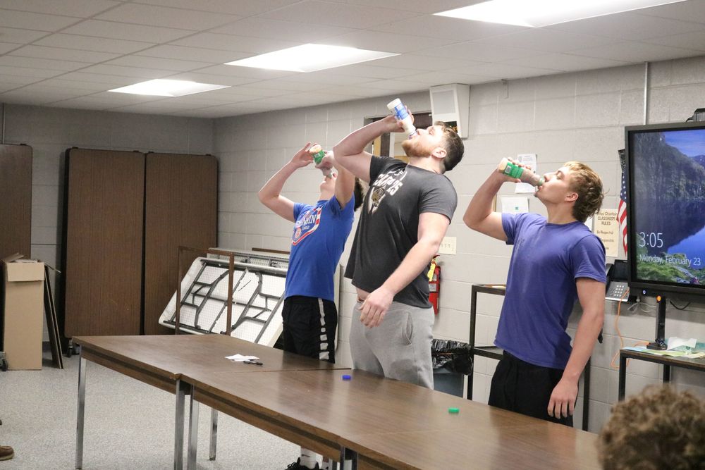 Students compete in milk-chugging competition