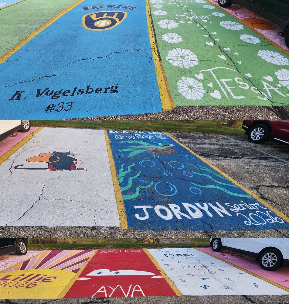 painted parking spaces