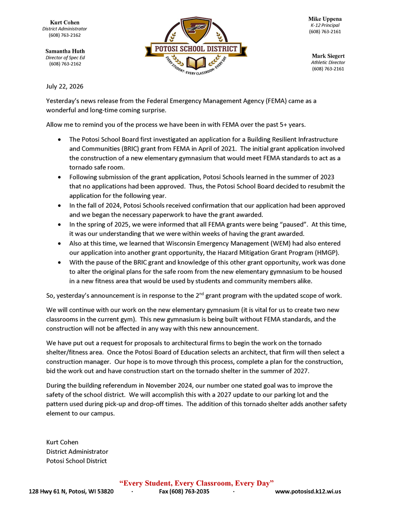 FEMA Grant Explanation