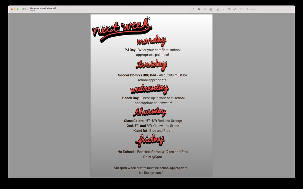 Elem Dress Days