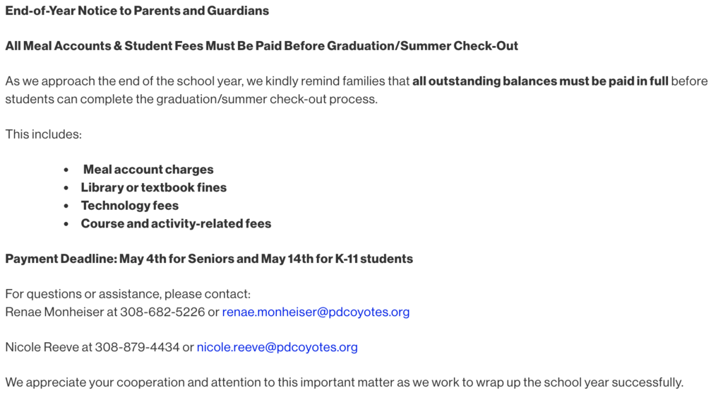 letter from the school
