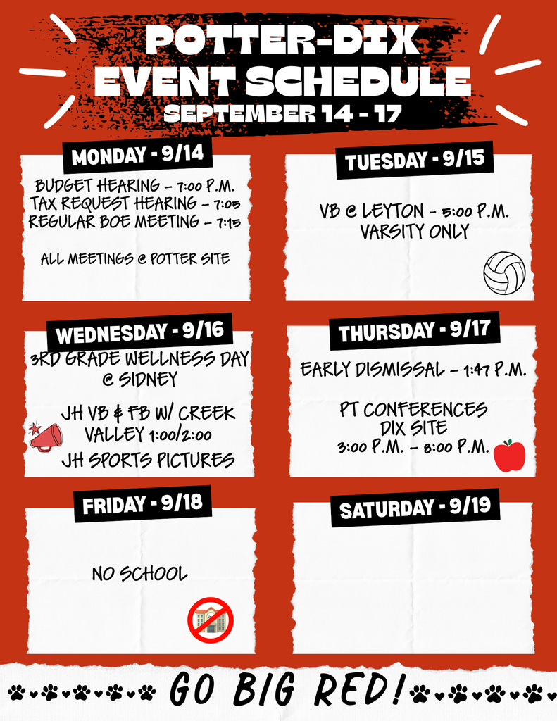 Weekly events schedule