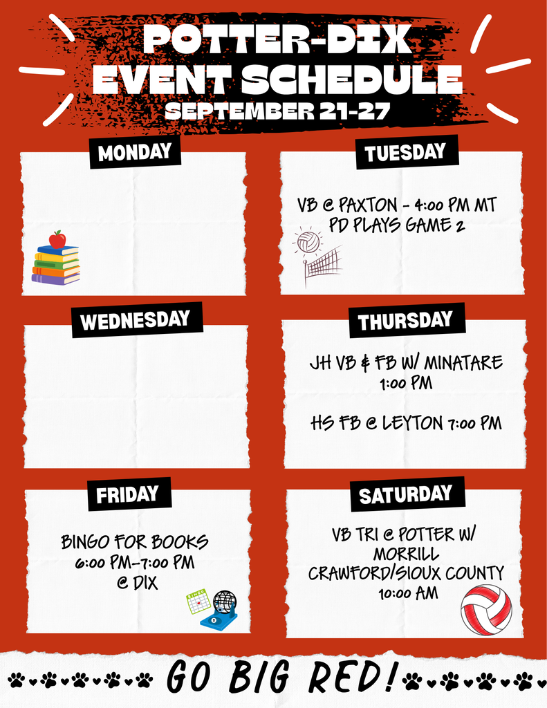 Weekly events schedule