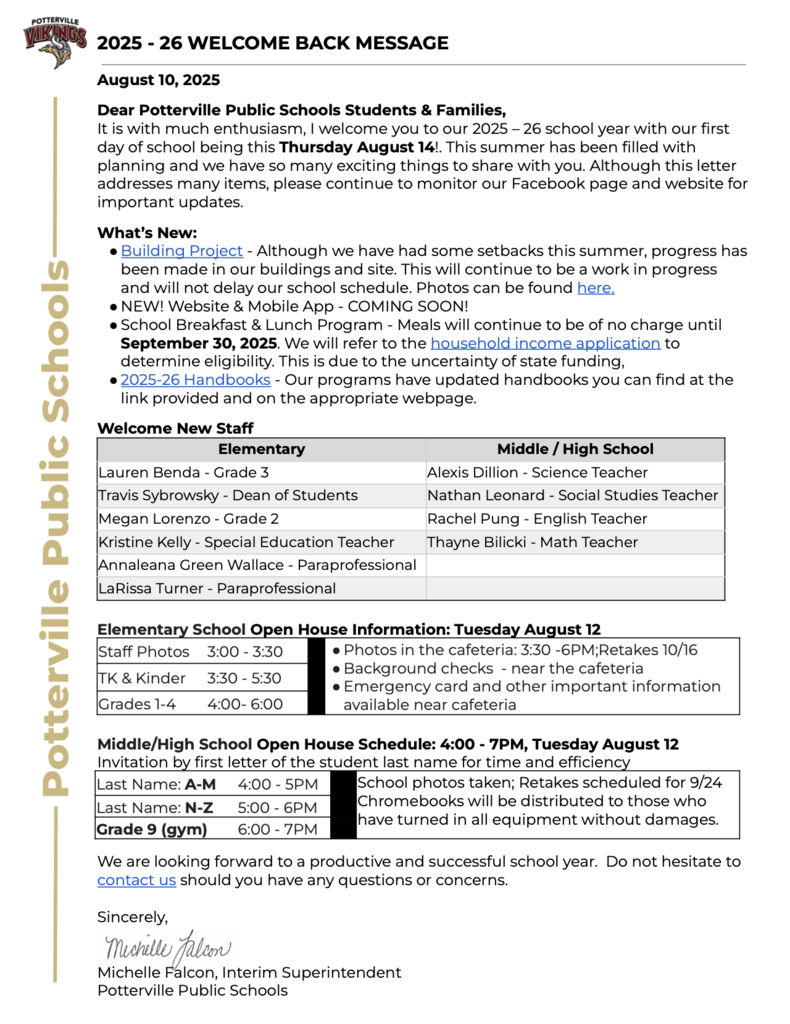 Welcome Back to School Letter from the Superintendent
