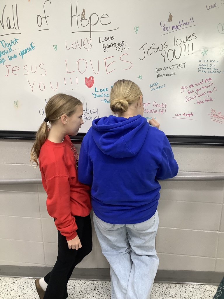 Image of students writing on Hope Wall