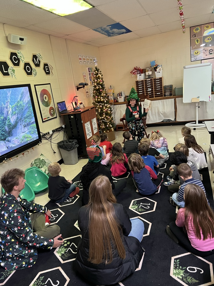Students listening to a story