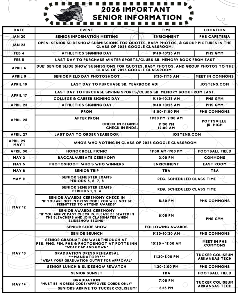 2026 Important Senior Dates Calendar