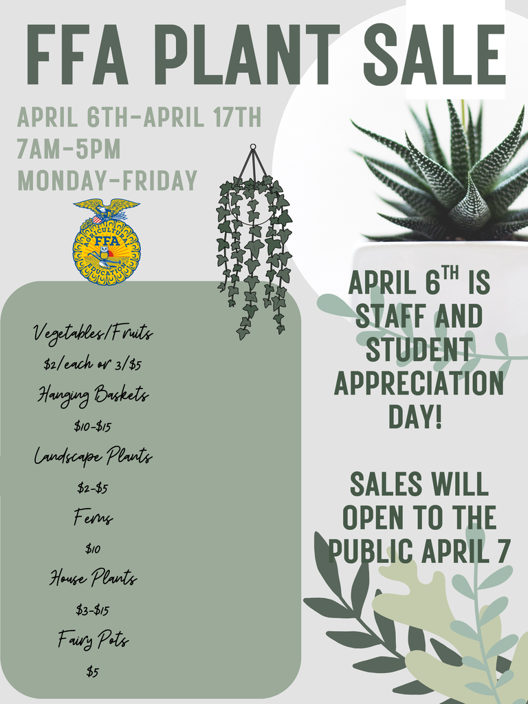 FFA Plant Sale April 7th-17th
