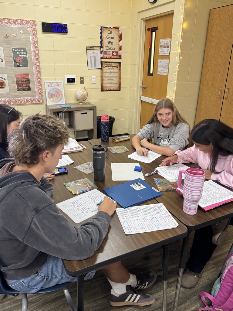 Students work on their m & m lab.