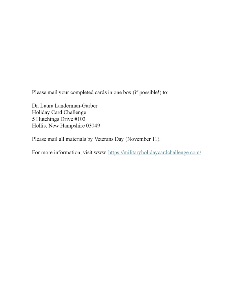 Where to send cards.