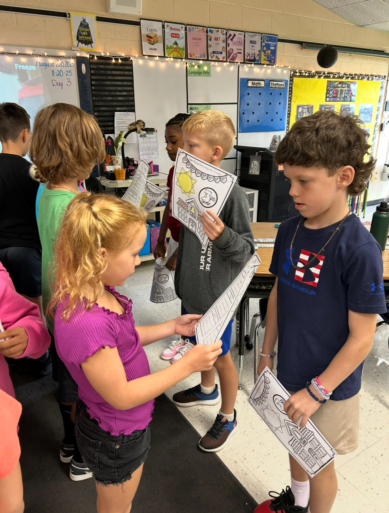 Third graders participate in a third day activity while getting to know each other.