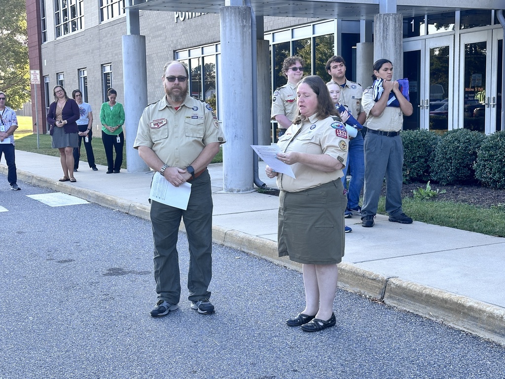 Boy Scout Troop leaders lead a 9/11 ceremony. 