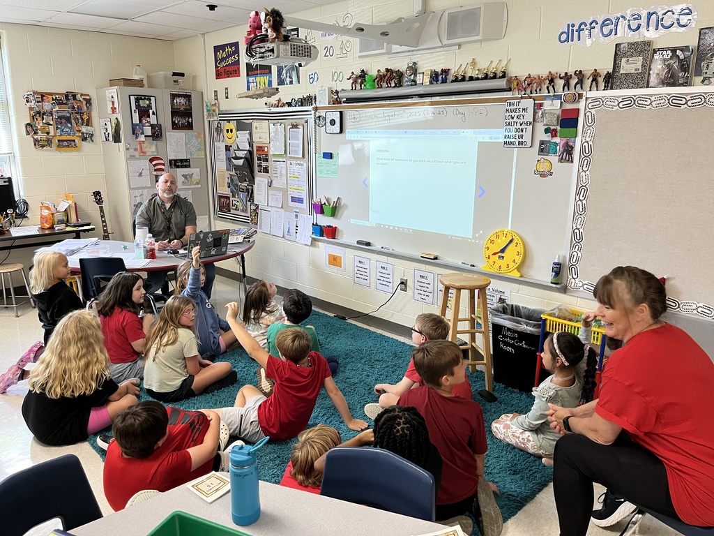 A teacher and his students talk about inventions.