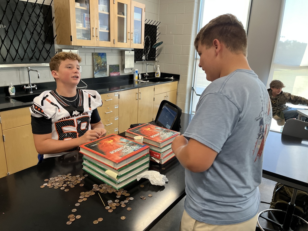 Students build bridges out of spaghetti noodles in science class.