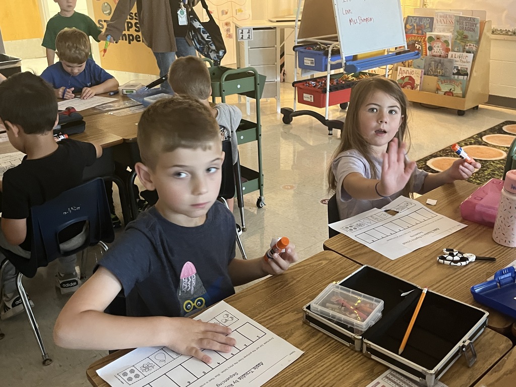 Students  work on a sequencing activity.