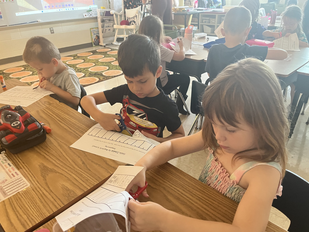 Students  work on a sequencing activity.