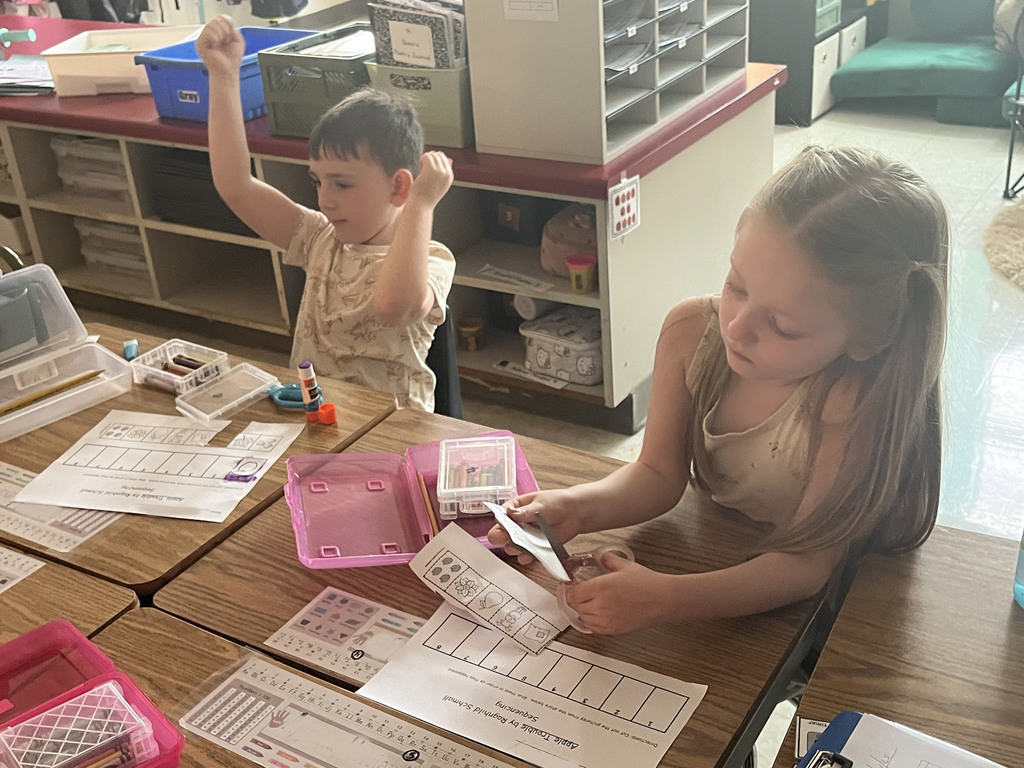 Students  work on a sequencing activity.