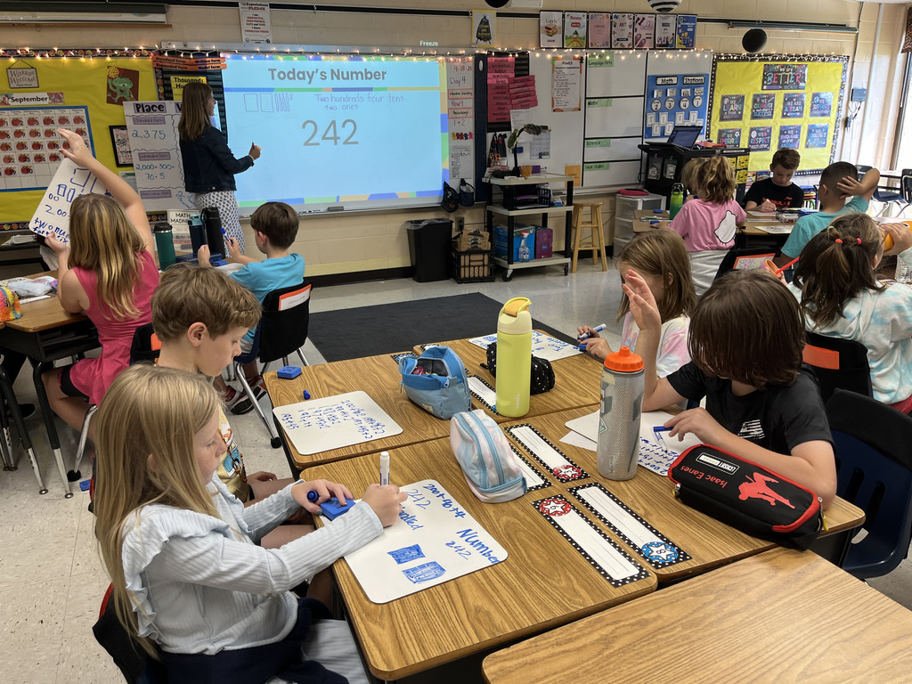 Students in a class explore all the different ways to represent a number.