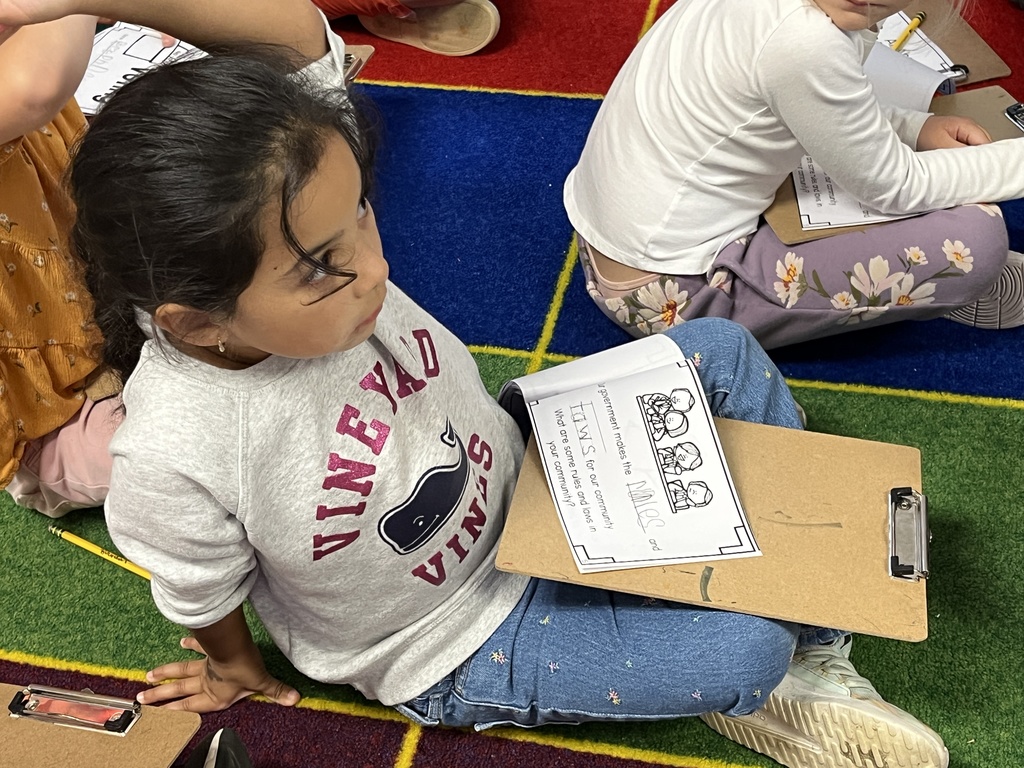 Kindergarten students take part in a lesson about voting and government. 