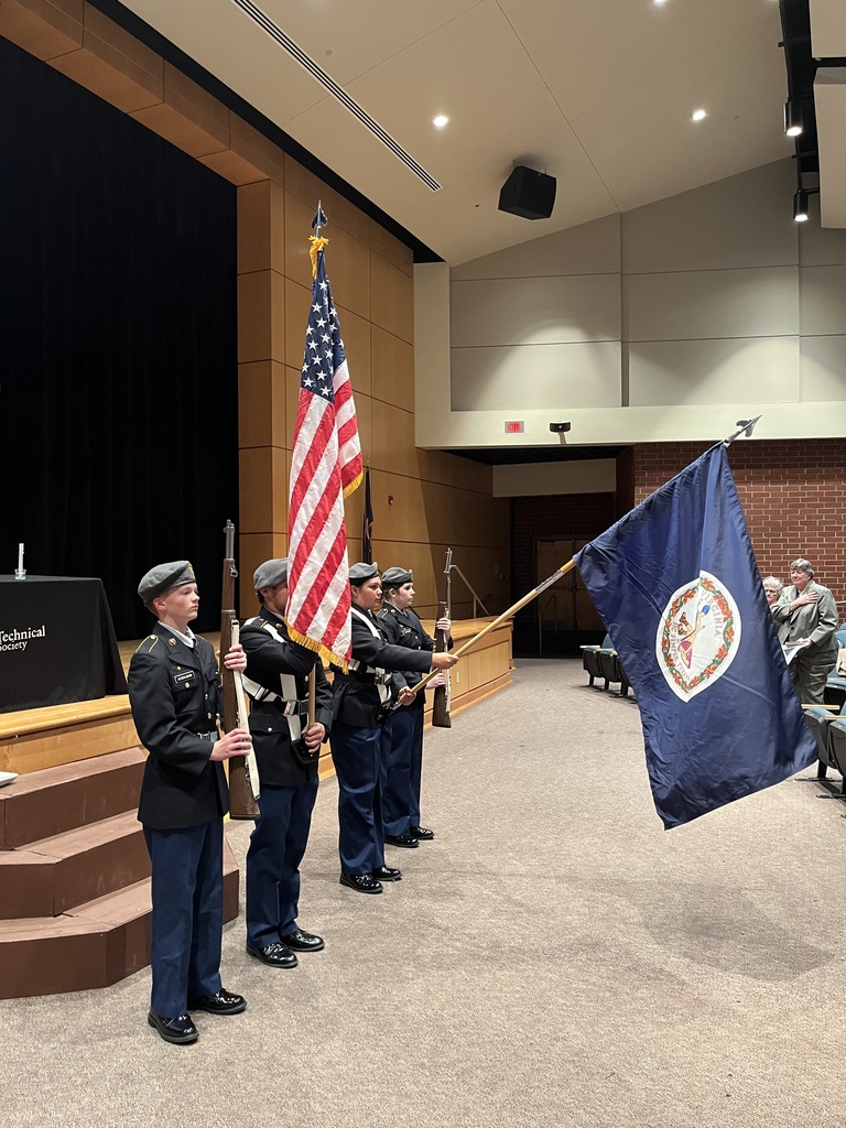 JROTC cadets present the colors during  a National Technical Honor Society induction ceremony.