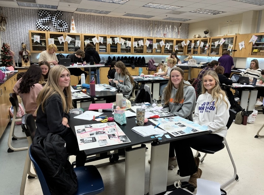 Students in a Forensic Science class create evidence boards for their semester exam.