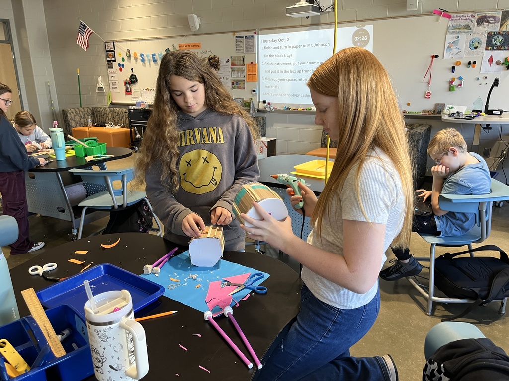 Students engineer models of musical instruments in the innovation lab.