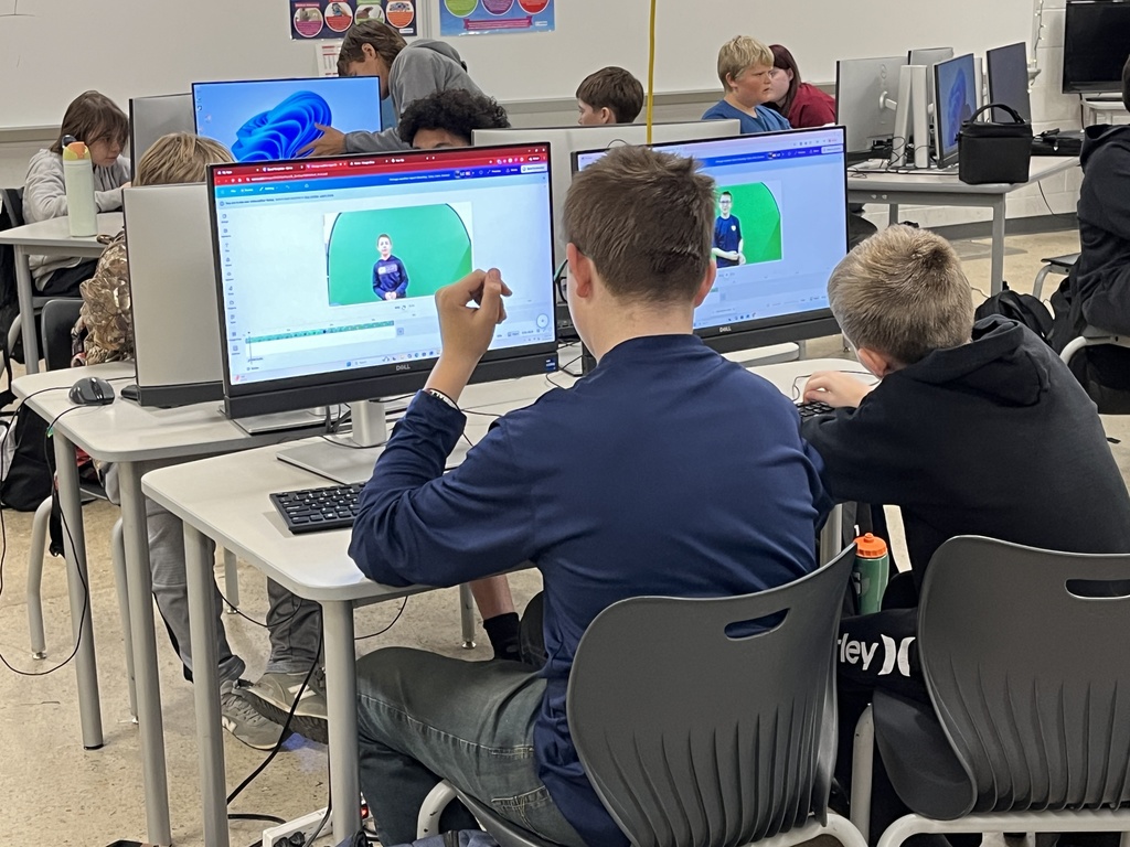 Students edit videos  as part of a weather forecast production unit. 